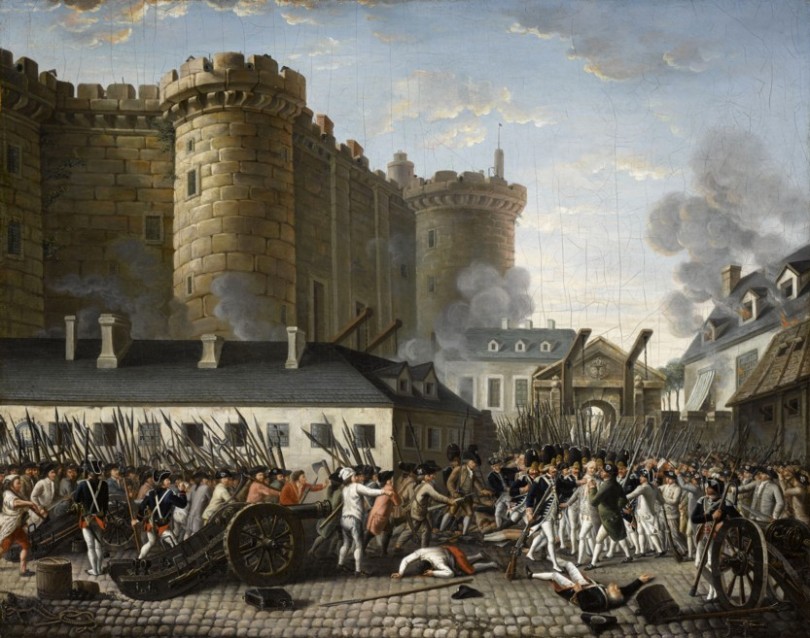 Storming of the Bastille and arrest of the Governor M. de Launay on 14 July 1789.